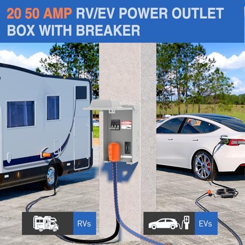 Nilight 20 50 Amp RV Power Outlet Box with Breaker NEMA 14-50R GFCI Camper