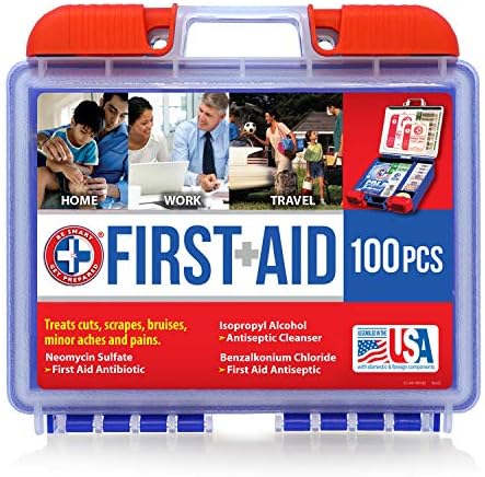 Apollo Tools Original 39 Piece General Household Tool Set in Toolbox Storage Case & Be Smart Get Prepared 100 Piece First Aid Kit: Clean, Treat, Protect Minor Cuts, Scrapes. Home, Office, Car, School