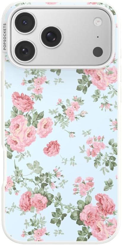 PopSockets iPhone 17 Pro Max Phone Case with MagSafe- Cottage Tutu Blue | Magnetic, Wireless Charging, Camera & Drop Protection, Light Blue, Baby, Flower, Floral