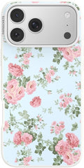 PopSockets iPhone 17 Pro Max Phone Case with MagSafe- Cottage Tutu Blue | Magnetic, Wireless Charging, Camera & Drop Protection, Light Blue, Baby, Flower, Floral