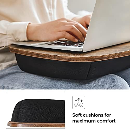 SONGMICS Lap Desk, Bed Tray, Laptop Table with Carry Handle, Cushion