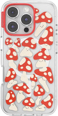 PopSockets iPhone 16 Pro Case Compatible with MagSafe, Phone Case for iPhone 16 Pro, Wireless Charging Compatible, Case Only - Red Shrooms