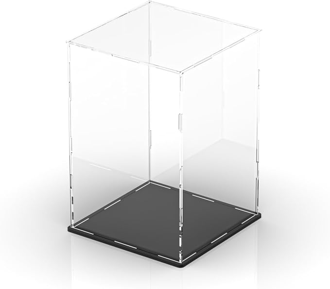 Acrylic Display Case, Clear Collectible Display Box with Matte Black Base, Dustproof Acrylic Showcase, Easy Self Assembly Storage Cases for Art Figurine, Trophy and Action Figures, 6 x 6 x 7.8 inch