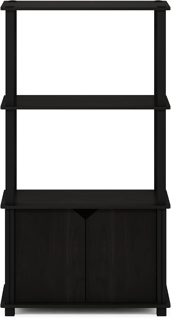 Furinno GO GREEN Storage Shelves, 4-Tier Book Shelf, Bookcase, Display Shelf with Open Shelf and Closed Storage, for Organization and Storage, Living Room, Garage, Home Office, Espresso