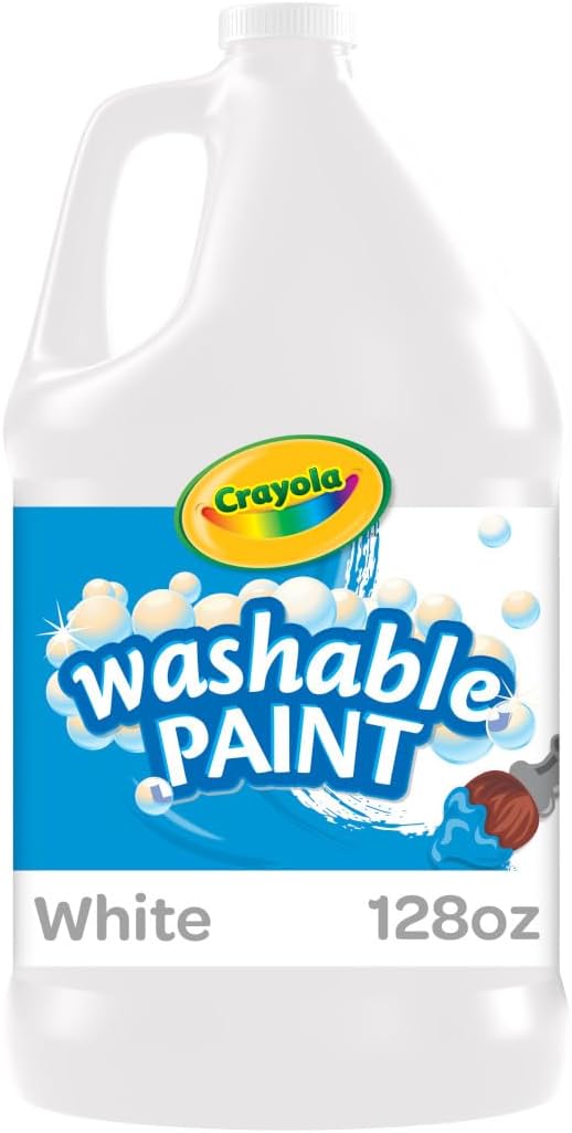 Crayola Washable Paint (1 Gallon), White Paint, Teacher Classroom Must Haves, School Supplies for Kids, Nontoxic, 3+ | Teacher Classroom Must Haves, School Supplies for Kids, Nontoxic Painting Arts & Crafts, Ages 3+