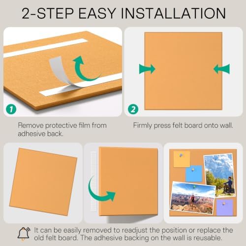 MaxGear Felt Bulletin Board 36" x 24", Mustard Yellow 6 Pack Felt Wall Tile