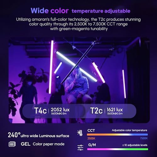 Aputure Amaran T2C 20W RGBWW LED Tube Light,APP/DMX Control,23.6inch/60cm