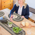 Homespice Flint Hill Braided Table Runner for Primitive Decor, Oval 11x36