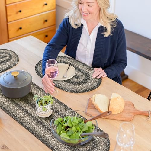 Homespice Flint Hill Braided Table Runner for Primitive Decor, Oval 11x36