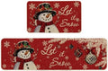 Artoid Mode Snowman Let It Snow Snowflake Christmas Kitchen Mats Set of 2, Winter Home Decor Low-Profile Kitchen Rugs for Floor - 17x29 and 17x59 Inch