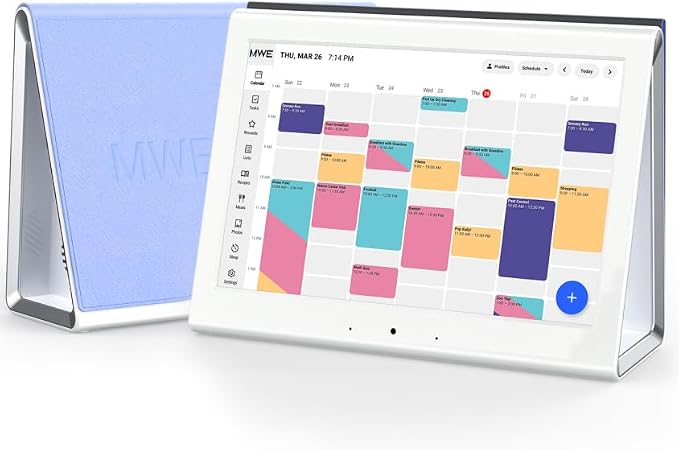 2026 New Upgraded Smart Digital Calendar, Family Planner No Subscription | WiFi Sync Color-Coded Family Schedule, Chore Chart & Meal Plan, HD Interactive Touchscreen Smart Calendar with Purple Case