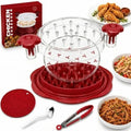 Premium Large Chicken Shredder Tool with Suction Base 2026 – Twist Meat Shredder with Ergonomic Handle & Anti-Slip Grip – Transparent Lid for Easy Shredding Chicken & Beef (Red)