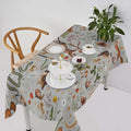 Woodland Animal Tablecloth, Grey Country Forest Hare Squirrel Owl Snake Snail Flowers Mushroom Print Table Cover for Picnic Party Holiday Home Kitchen Dining Table Decor 60x120in