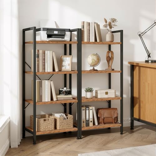4 Tier Bookshelf, Free Standing Bookcase with Open Storage Shelves