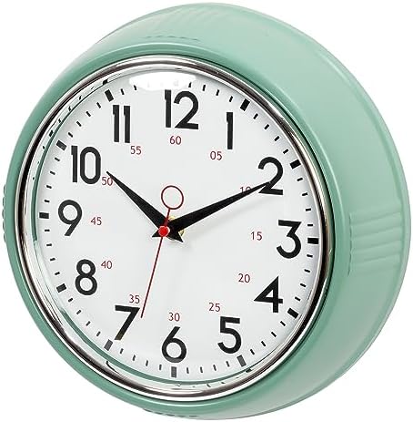 4 Pack Kiera Grace Retro Decorative Analog Round Wall Clock, 9.5" D x 2" W, Green