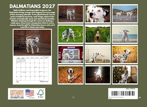Dalmatian Calendar 2027 Monthly Wall Calender 12 Month