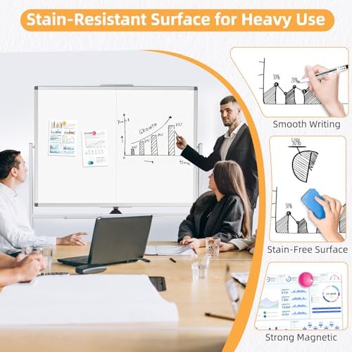Rolling Dry Erase Whiteboard with Stand, 48" x 36" White Board on Wheels