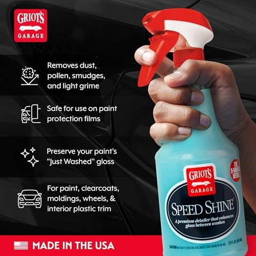 Griot's Garage Speed Shine for Car Detailing, Quick Detailer for All Exterior Surfaces, Trim and Wheels, Provides a Glossy Finish, 10950, 22 oz