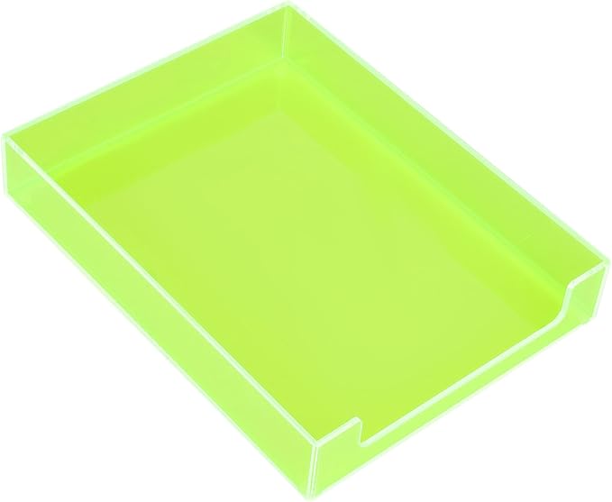 Paper Tray Acrylic File Organizer for Desk Letter Tray Desk Organizer Document Holder Sorter Storage for A4 Office Supplies Magazines, 13.8x10.6x2.4 Inches, Neon Green