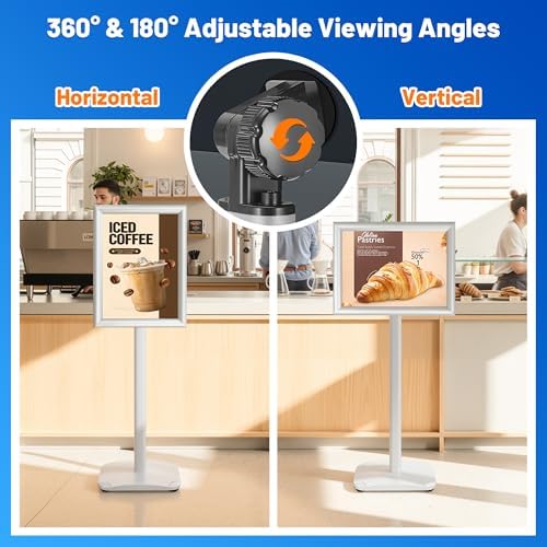 3-Pack Sign Holder Stand with Heavy Duty Base, 11x17 Inch Pedestal Floor Standing Menu&Poster&Signage Holder, Stand for Display Indoor/Outdoor Restaurant, Store, Advertising, Silver