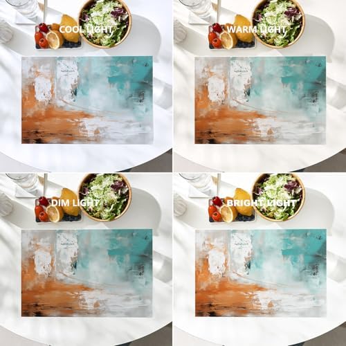 Batmerry Color Blocks Linen Placemats Set of 4, Abstract Art with Colors Washable Table Mats for Kitchen Table Thickened Heat Insulation Dining Set Indoor Outdoor 12X18 in