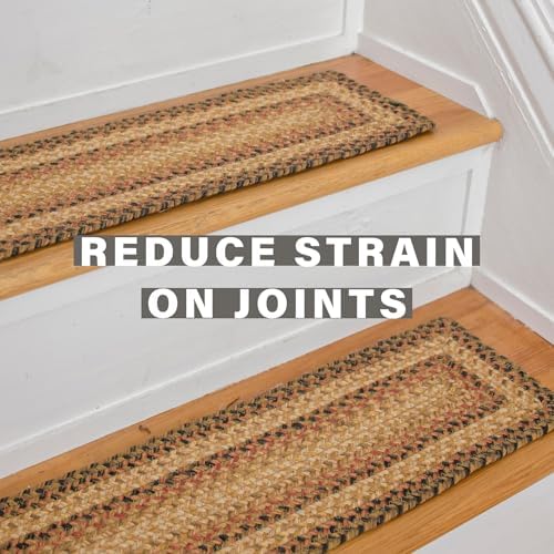 Homespice Russet Jute Braided Stair Treads, Oval 8x28 Set of 13