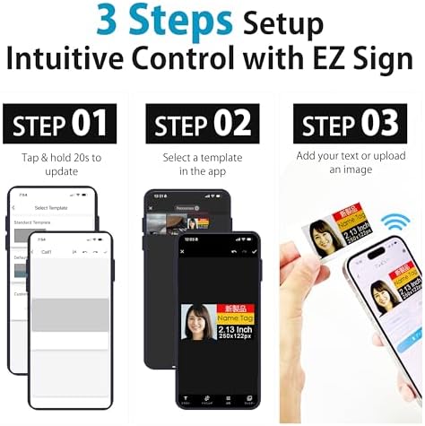 [Santek] EZ Sign NFC E-Paper Display – No Battery, Ultra-Thin 0.13”, Rewritable 4-Color Digital Display, App-Controlled (iOS/Android/PC), IP65 (Silver, 2.13 inch)