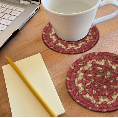 Homespice Apple Pie Braided Coasters for Country Decor, Round 4" Set of 6