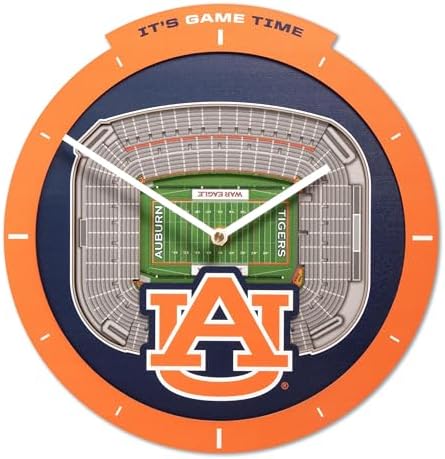 YouTheFan NCAA Auburn Tigers StadiumView 3D Wall Clock