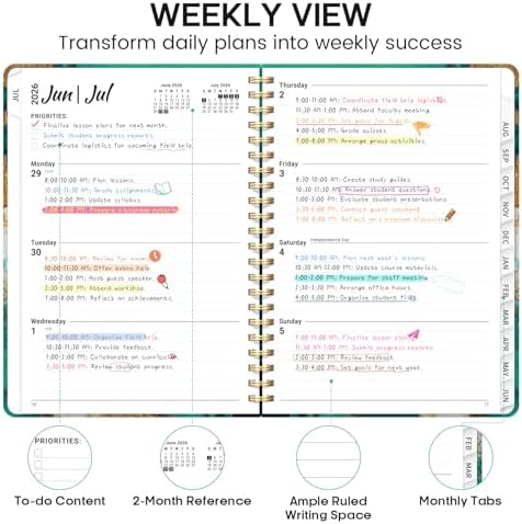 Planner 2026-2027, Weekly & Monthly Academic Calendar, Jul 2026 – Jun 2027