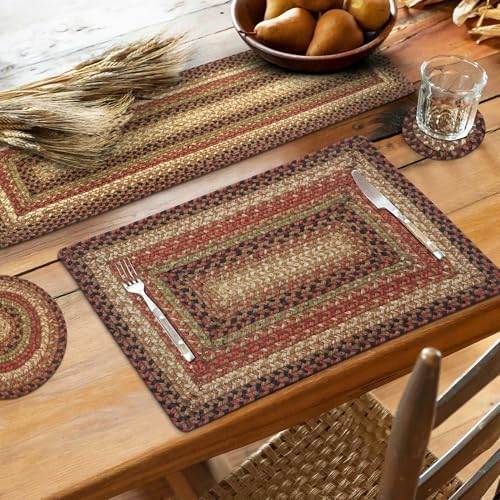 Homespice Gingerbread Jute Braided Table Runner, Rect 8x28 Set of 2