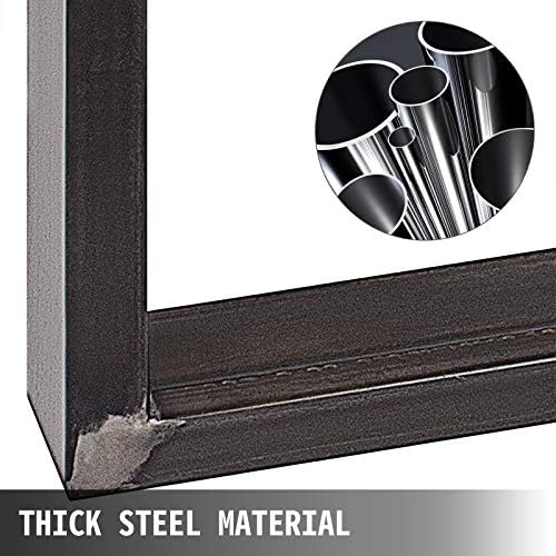 VEVOR Set of 2 Steel Table Legs, 28”Height 23”Wide Dining Table Legs,Heavy Duty 3.1" Square Box Section Square Table Legs, 28x23x3.1 Inch Black Industrial Country Style Metal Dining Legs