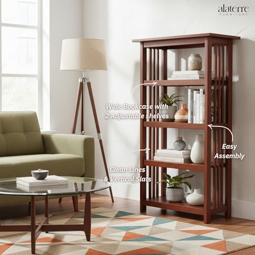 Alaterre Mission Bookcase with Adjustable Shelf, Cherry, 24”W x 48”H