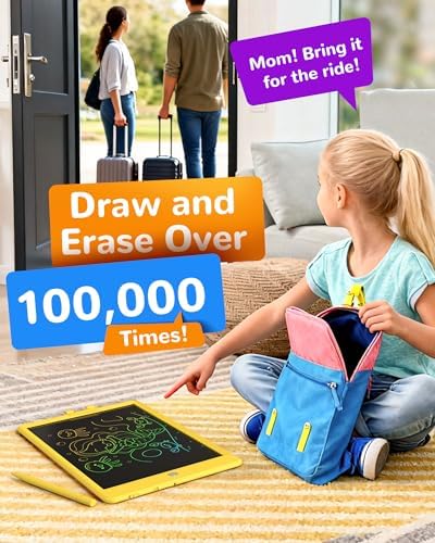 KOKODI LCD Writing Tablet, 10 Inch Colorful Doodle Board Drawing Tablet, Erasable Reusable Electronic Drawing Pads, Educational and Learning Toy for 3-6 Years Old Boy and Girls