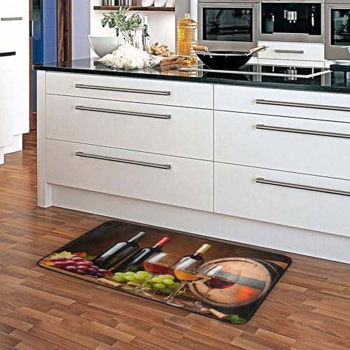 Red Wine Winery Barrels Kitchen Rug Floor Comfort Mats Bath Rugs Entryway Welcome Non Slip Area Rug for Bedroom Living Room Doormats Home Decor 39" X 20"