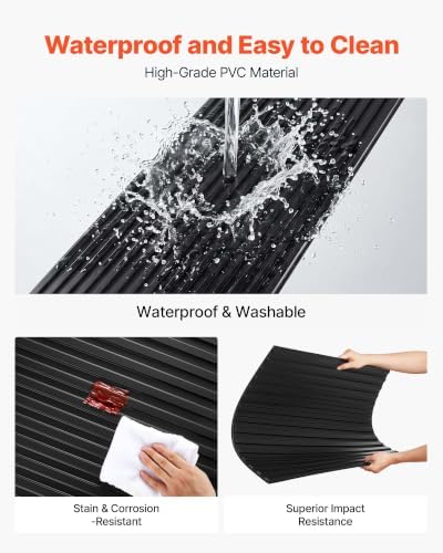 VEVOR 24 x 48 in PVC Ceiling Tiles 12-Pack 3D Black Linear Slat Panels, Smooth PVC Sheet for Drop Grid only, Impact-Resistant, Paintable Surface, Easy Cut, Modern Decorative Style for Home, Office