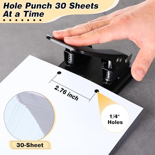 Dreyoo Two Hole Punch with 50pcs Paper Fasteners, 30 Sheet Capacity