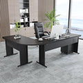 Tribesigns L-Shaped Executive Desk, Large Office Desk with 3-Drawer File Cabinet, Industrial Corner Computer Table with Drawers, Business Workstation for Home Office (Black, 83")