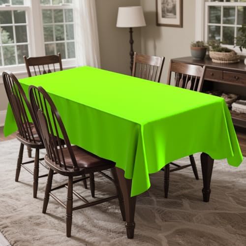CXPSINC 54 Inch X 100 Feet Plastic Table Cover Roll Disposable Tablecloth with Slide Cutter for All Type/Shape Tables | Party, Banquet, Birthdays, Weddings(Lime Green, 100 Feet)