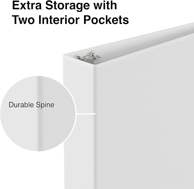 Staples Economy 2-Inch Round Ring Binder, White, 375 Sheets, 12-Pack | Lightweight school and office binders for everyday document storage.