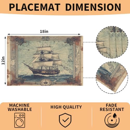 Placemats 12x18 Inch Washable Linen Place Mats Cloth Tables Mats