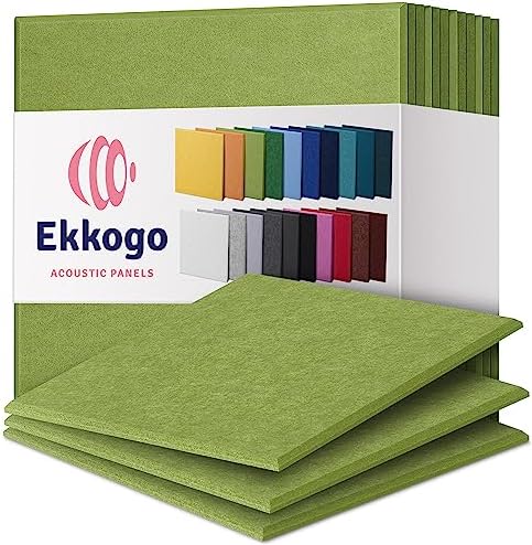 Acoustic Panels 12-Pack Soundproof Wall 12"X12"X0.4" - High Density Sound Dampening [Gin Green Square]