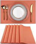 WAZAIGUR Placemats Crisscross Woven Vinyl Place Mats Set of 6 Orange