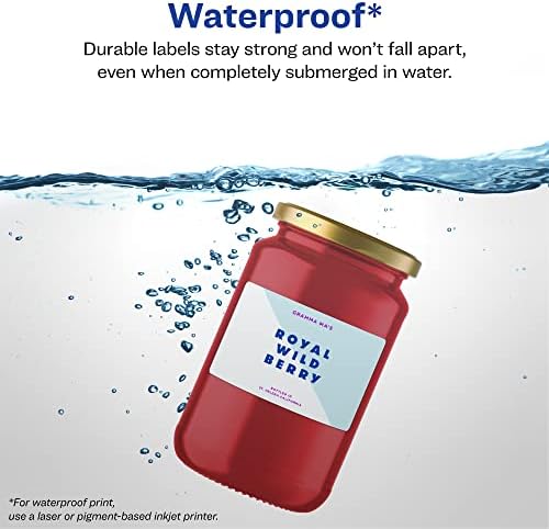 Avery Printable Durable White Rectangle Labels, Sure Feed Technology, 1.5" x 3.75", Print-to-the-Edge, Waterproof Labels, Laser & Pigment-Based Inkjet Compatible, 1000 Total