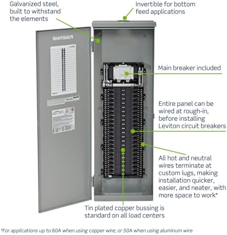 Leviton 42 Space Outdoor Load Center with 200A Main Circuit Breaker, LR420-BDD