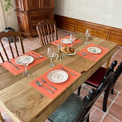 WAZAIGUR Placemats Crisscross Woven Vinyl Place Mats Set of 4 Orange