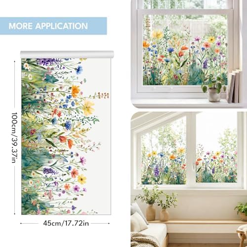 ADD.HERES Stained Glass Window Film, Window Film Decorative, 17.5 x 78.7 in