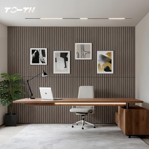 TO-TH Acoustic Wall Panels Decorative Sound Absorbing Panel 4 Pack, Walnut