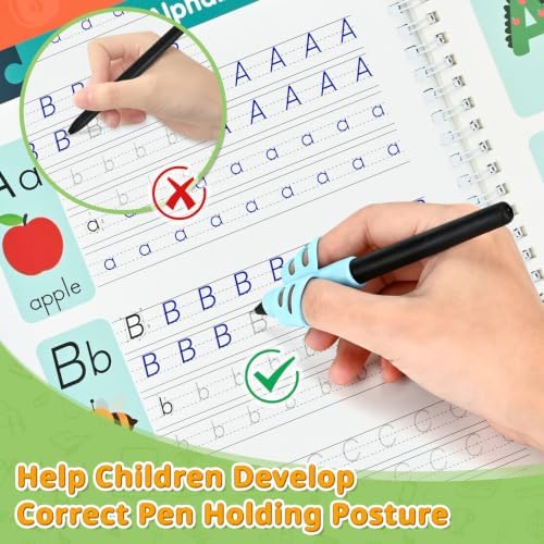 Magic Grooved Writing Practice for Kids Ages 3-8, 7 Reusable Large Books