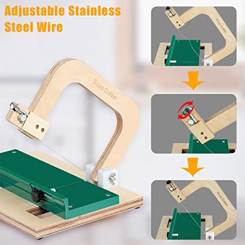 Soap Cutter with Adjustable Cutting Wire, Soap Slicer Tool for DIY Soap, Cheese, Butter, Cake, Bread Making (Wooden)